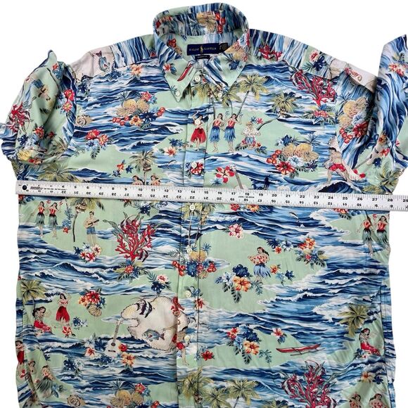 Polo Ralph Lauren Hawaiian Shirt 1XB Hula Girl Palm Tree Ukulele Beach Viscose - Picture 10 of 11